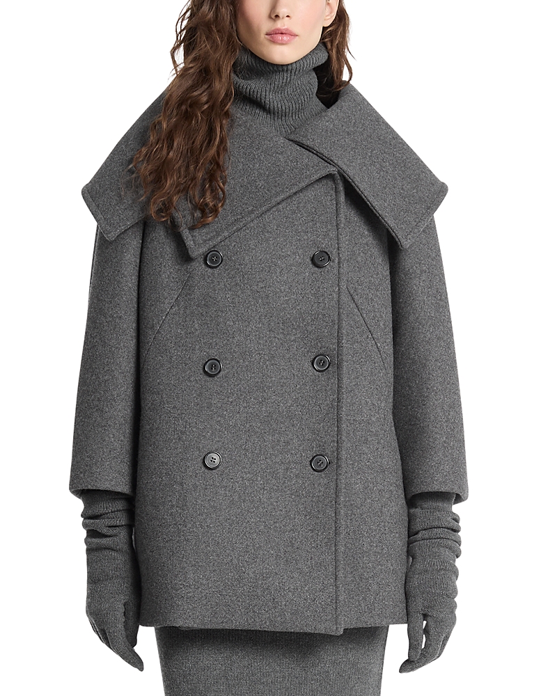 Michael Kors Collection Portrait Collar Wool Peacoat
