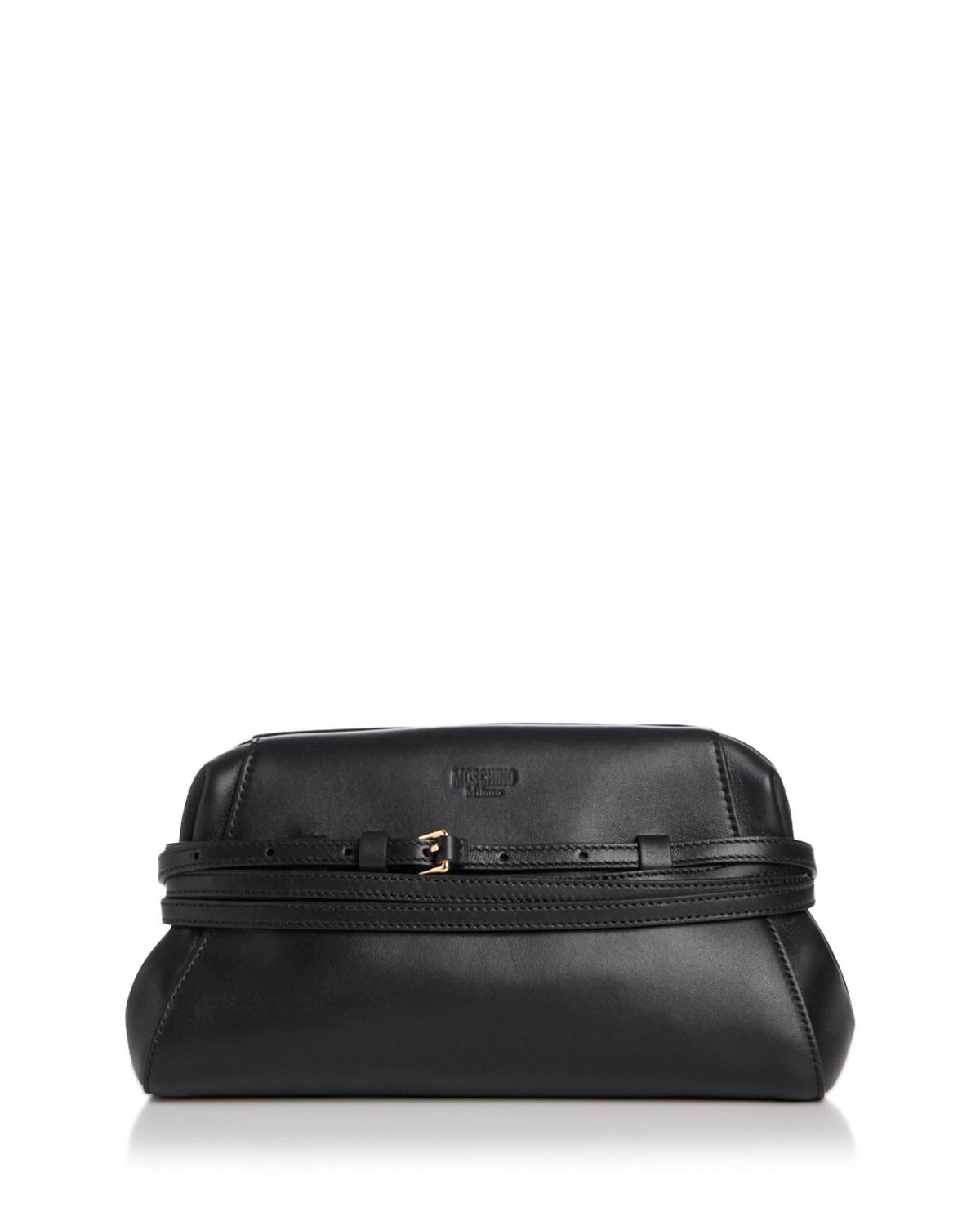 Moschino Tie Me Leather Clutch in Black