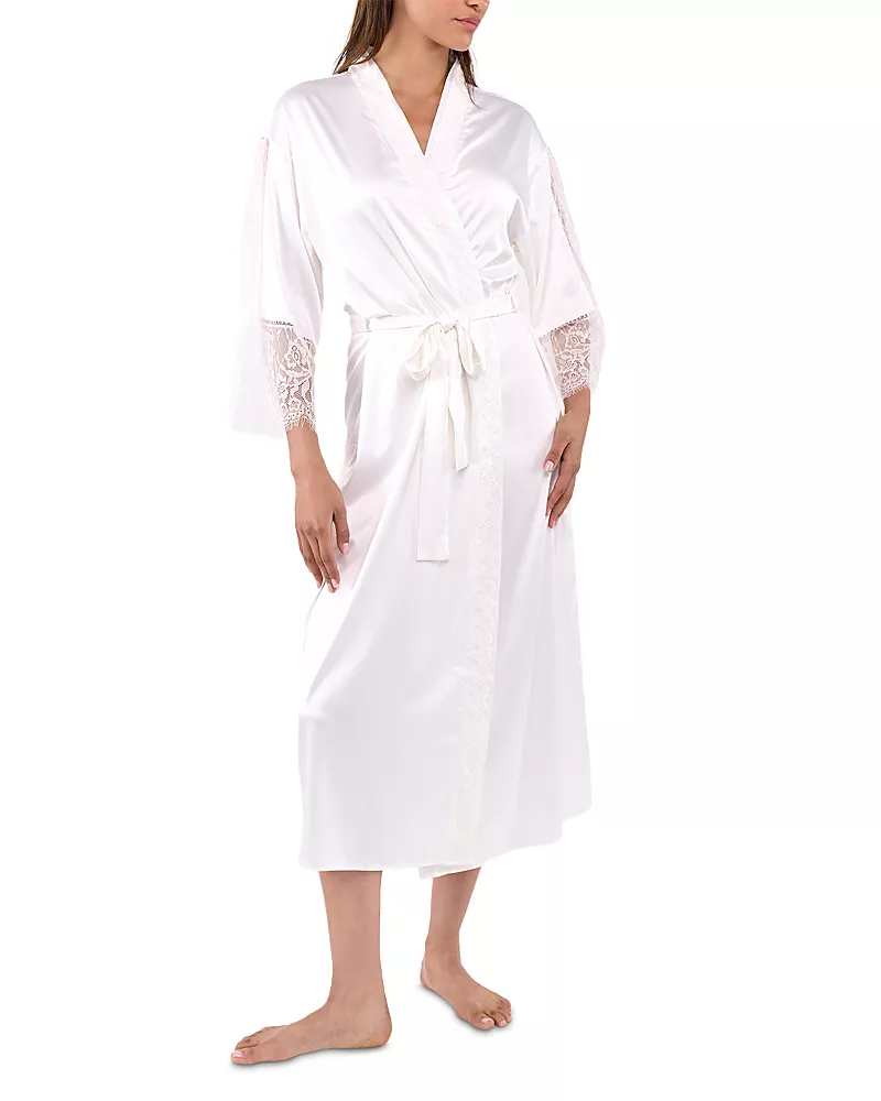 Flora Nikrooz Skyler Lace Trim Satin Robe