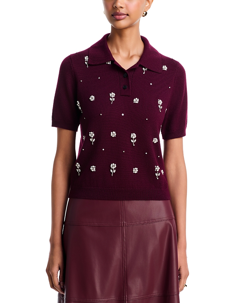 Tanya Taylor Camilla Wool Bead Embellished Top