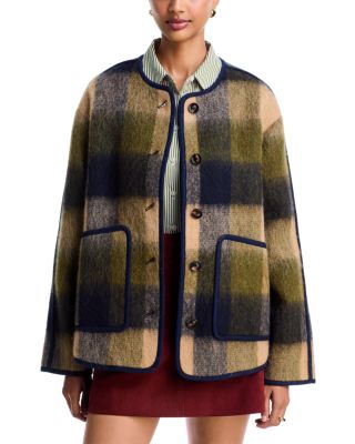 Janet Collarless Contrast Trim Jacket