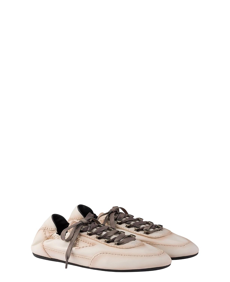 Prada Men's Collapse Antiqued Nappa Leather Sneakers With Hooks