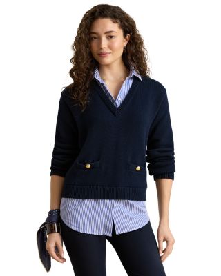 Layered Broadcloth V Neck Sweater