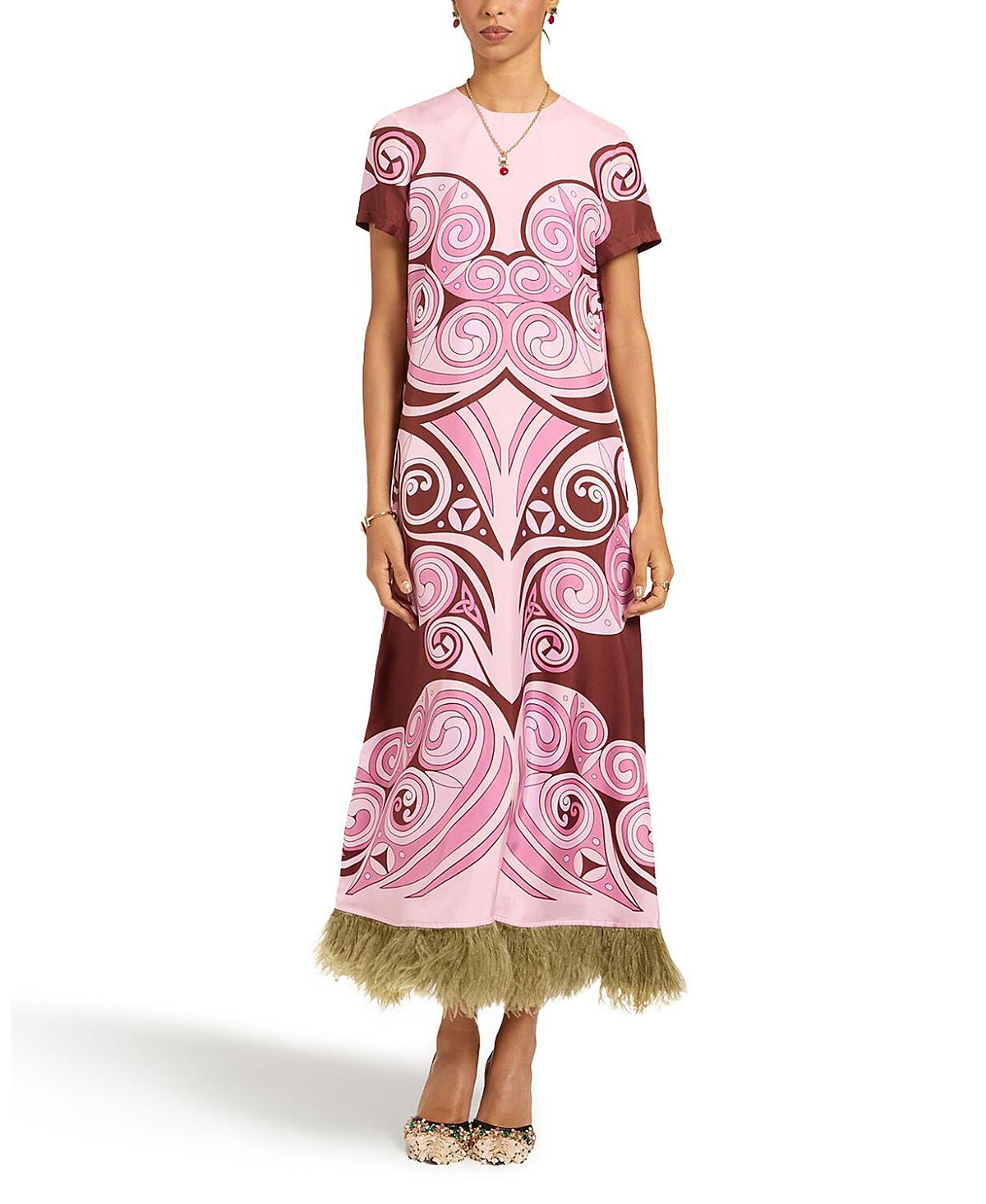 La DoubleJ Swing Dress With Feathers