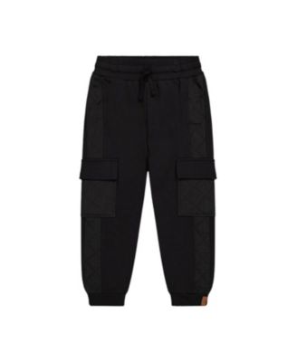 Boys' Bi-Material Fleece Cargo Pocket Quilted Panel Sweatpants - Little Kid