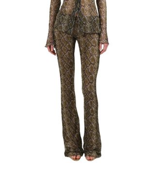  Snake Print Low Rise Flare Trousers