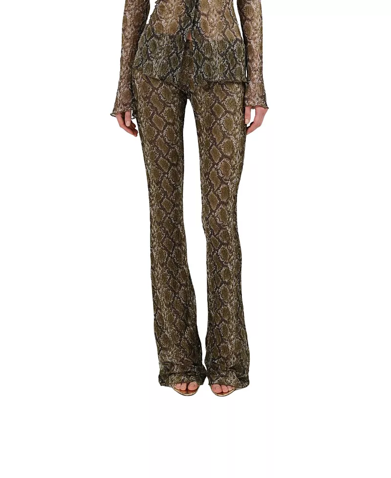 Nocturne Snake Print Low Rise Flare Trousers