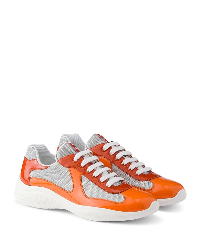 Prada Men's Patent Leather and Technical Fabric Prada America's Cup Sneakers