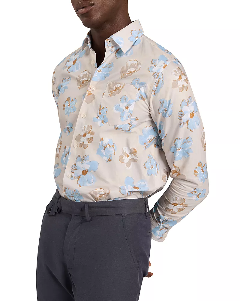Ted Baker Kingsly Relaxed Painted Floral Print Shirt