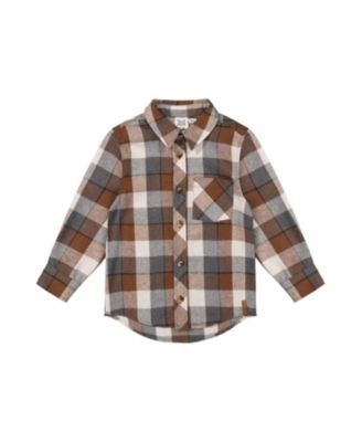 Boys' Plaid Button-Front Chest Pocket Flannel Shirt - Little Kid