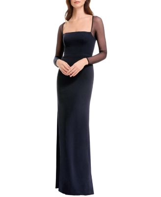 Maxwell Long-Sleeve A-Line Crepe Gown - thumbnail 9