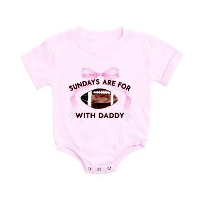 Girls' Sundays Are For Football Short Sleeve Romper - Baby