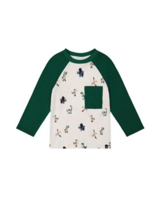 Boys' Raglan Dino Allover Crew Neck Long Sleeve T-Shirt - Little Kid, Big Kid