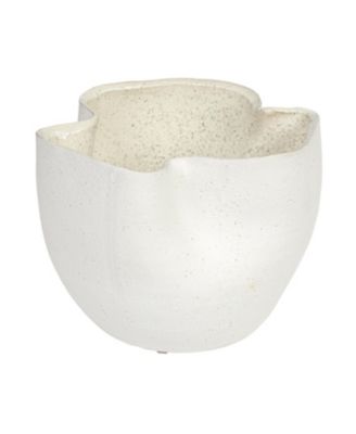  Stoneware Ruffled Planter with Sand Finish and Reactive Glaze