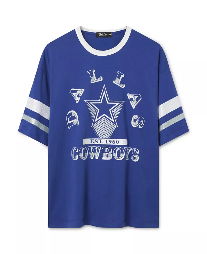Junk Food Clothing Women's Dallas Cowboys Glitter Boxy Ringer
