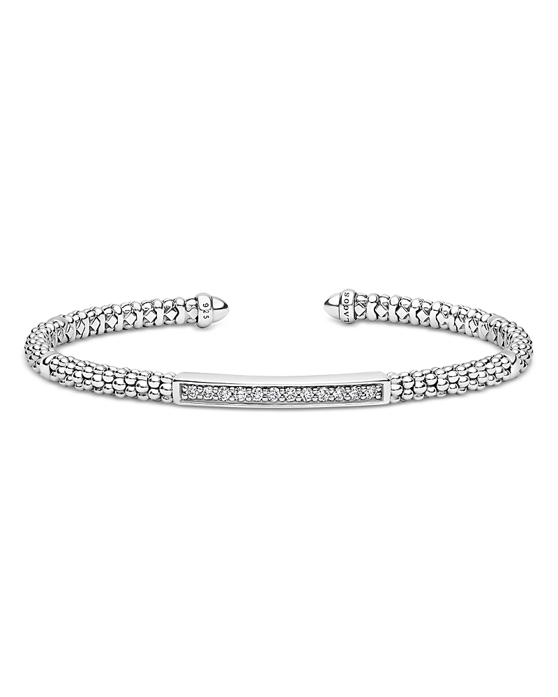 Lagos Sterling Silver Caviar Spark Diamond Cuff Bracelet, 0.22 tcw