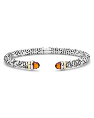 18K Yellow Gold & Sterling Silver Gemstone Versa Torque Bracelet