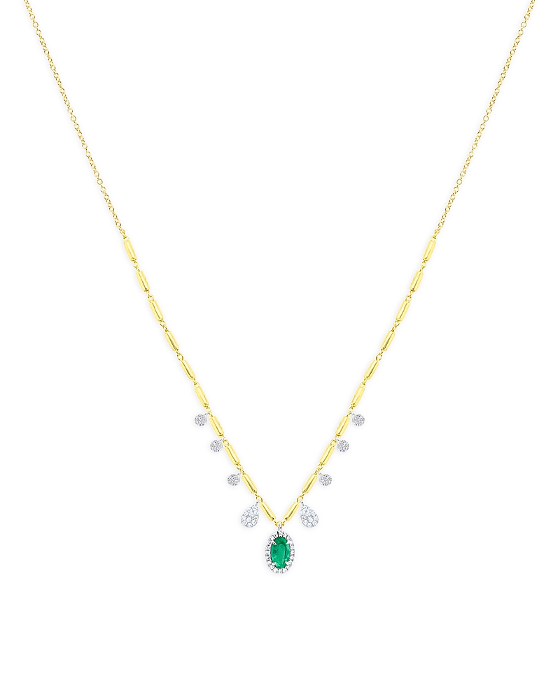 Meira T 14K White & Yellow Gold Emerald & Diamond Necklace, 16