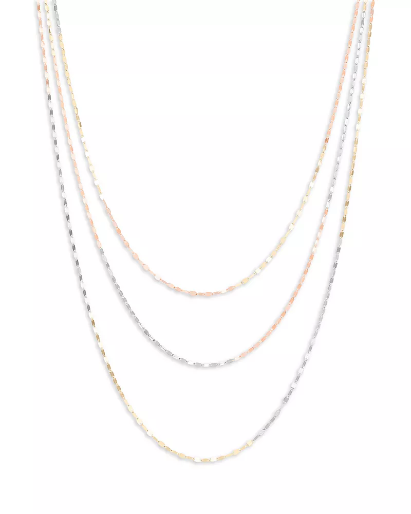 Lana 14K Yellow, White, & Rose Gold Triple Strand Sienna Layered Necklace, 16