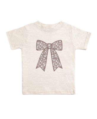 Girls' Mocha Floral Bow Patch Short Sleeve T-Shirt - Baby, Little Kid