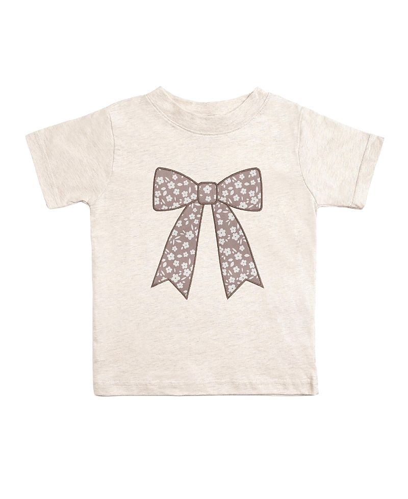 Sweet Wink Girls' Mocha Floral Bow Patch Short Sleeve T-Shirt - Baby, Little Kid
