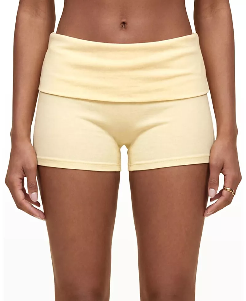 Edikted Audrea Ribbed Foldover Biker Shorts