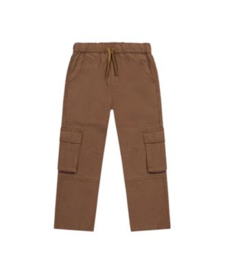 Boys' Twill Cargo Pocket Elastic Drawstring Waist Pants - Baby