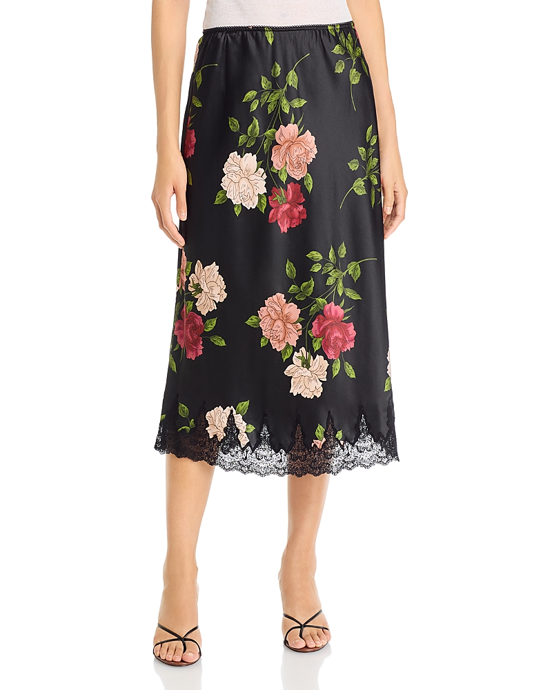 Johnny Was Eloriya Bias Cut Lace Trim Midi Skirt