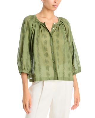 Johnny Was Lottiee Cotton Puffed Sleeve Blouse