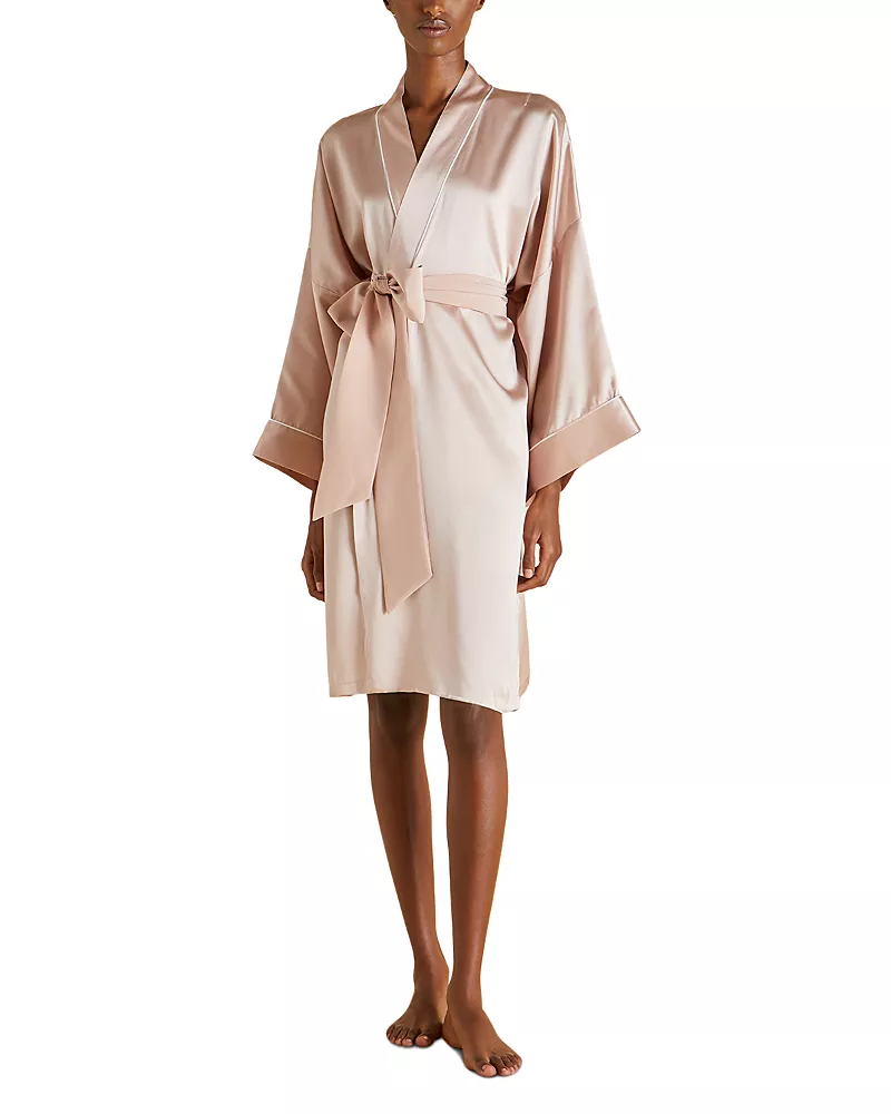 Olivia von Halle Mimi Woven Silk Waist Tie Robe