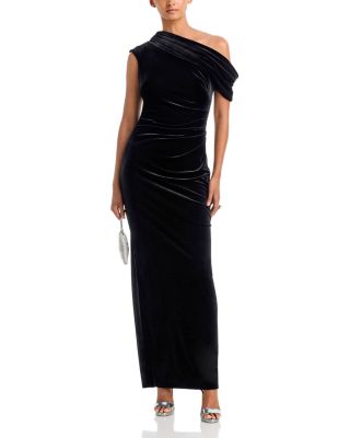 Asymmetric Velvet Maxi Dress - Exclusive - thumbnail 2