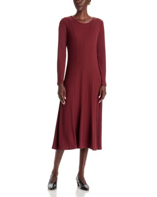 Scoop Neck Ribbed Midi Dress