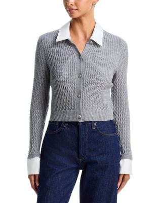 Dollie Collared Cashmere & Nylon Cardigan Sweater