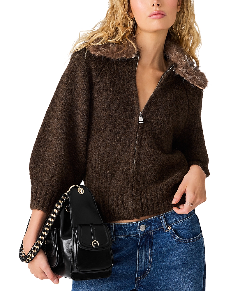 Steve Madden Odessa Faux Fur Collar Sweater
