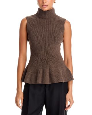 Wool & Cashmere Peplum Sculptural Sleeveless Top 