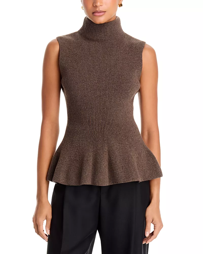 ROHE Wool & Cashmere Peplum Sculptural Sleeveless Top