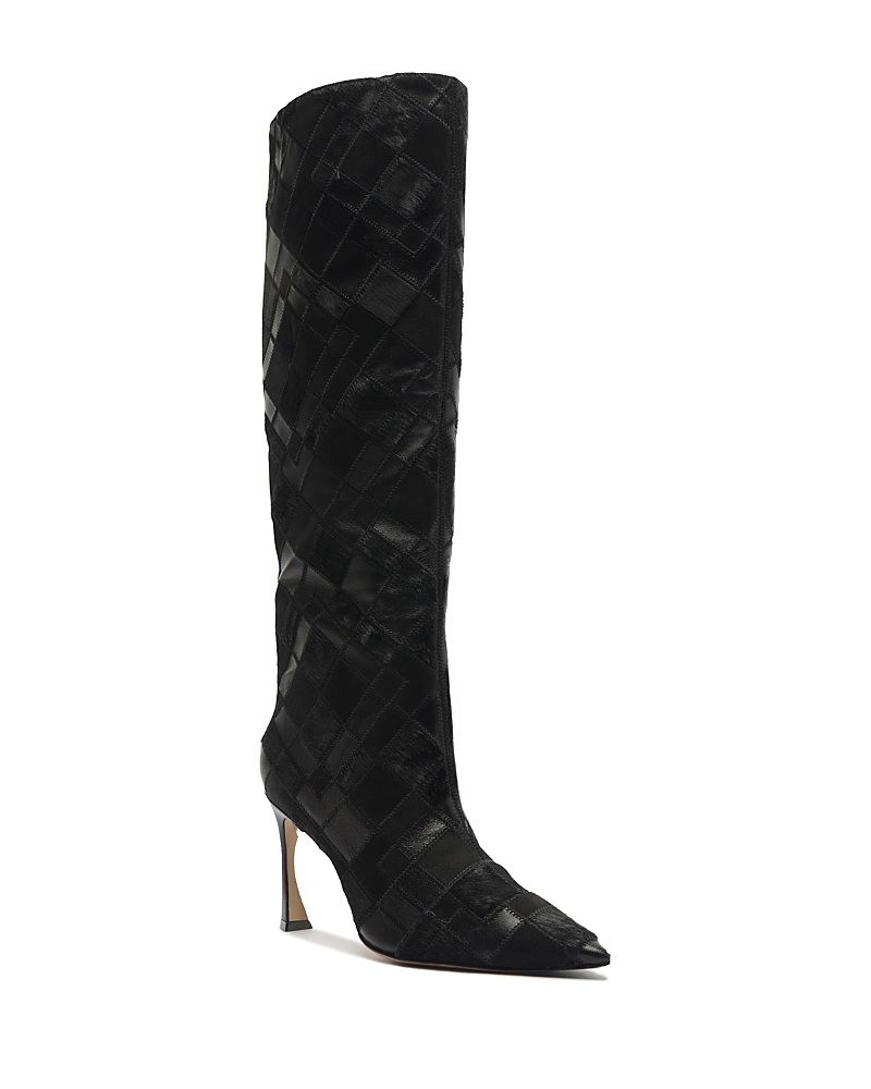 Alexandre Birman Women's Annelise 85 Patchwork Calf Hair & Suede Knee High Boots