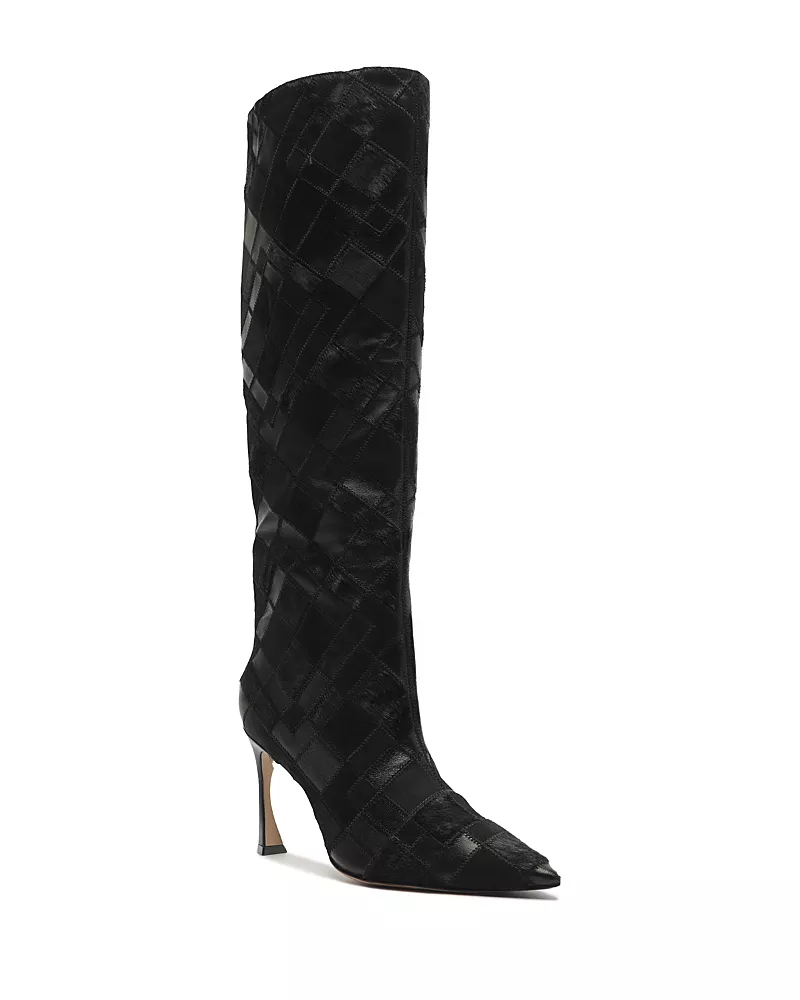 Alexandre Birman Women's Annelise 85 Patchwork Calf Hair & Suede Knee High Boots