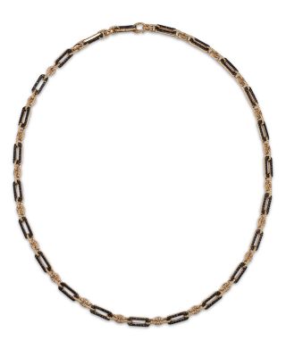 Black & White Diamond Paperclip Necklace in 14K Yellow Gold, 5.0 tcw
