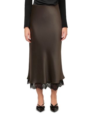 Mia Lace Trim Bias Midi Skirt