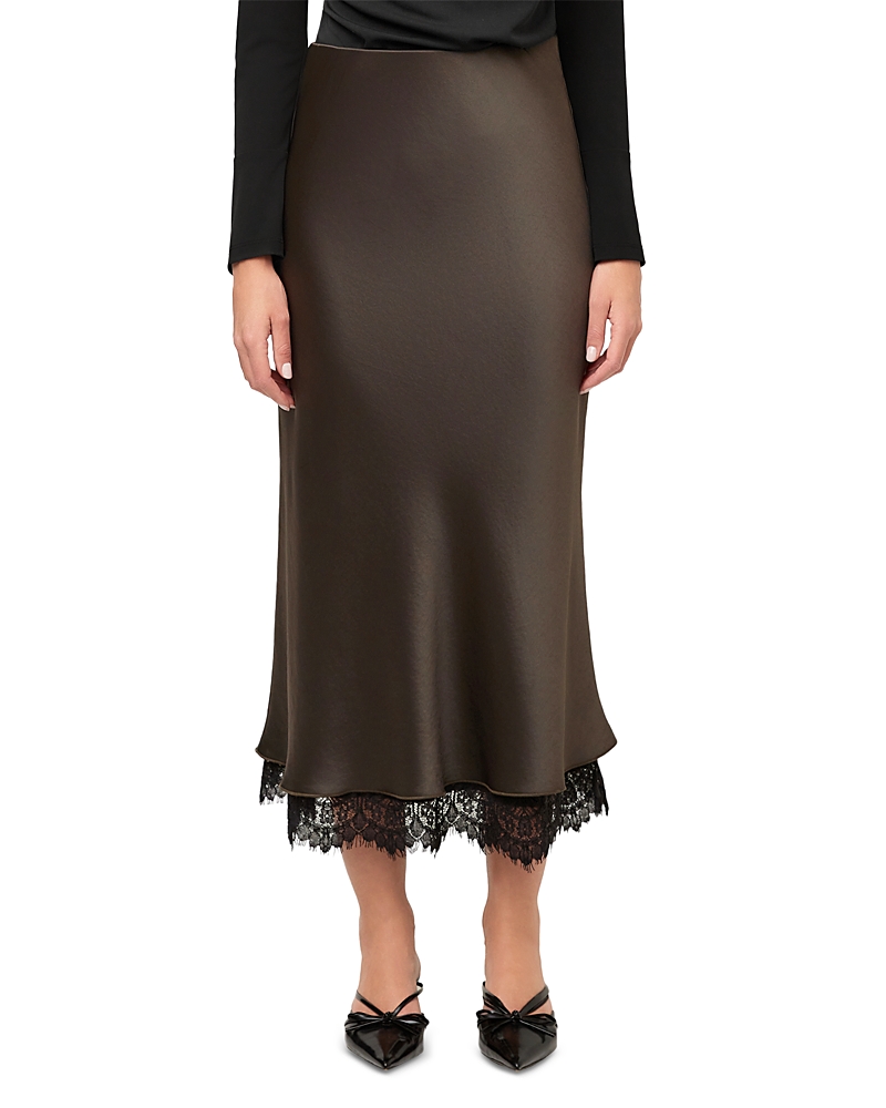 Fifteen Twenty Mia Lace Trim Bias Midi Skirt
