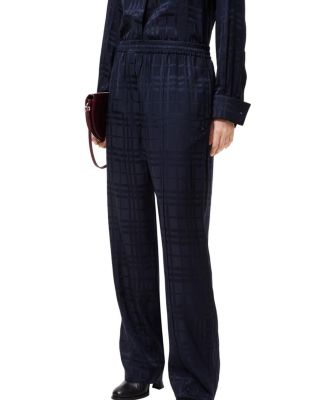  Check Silk Trousers