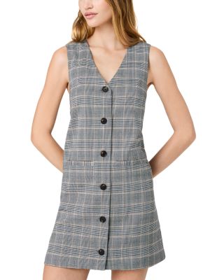Matteo Plaid Print Button Front Dress