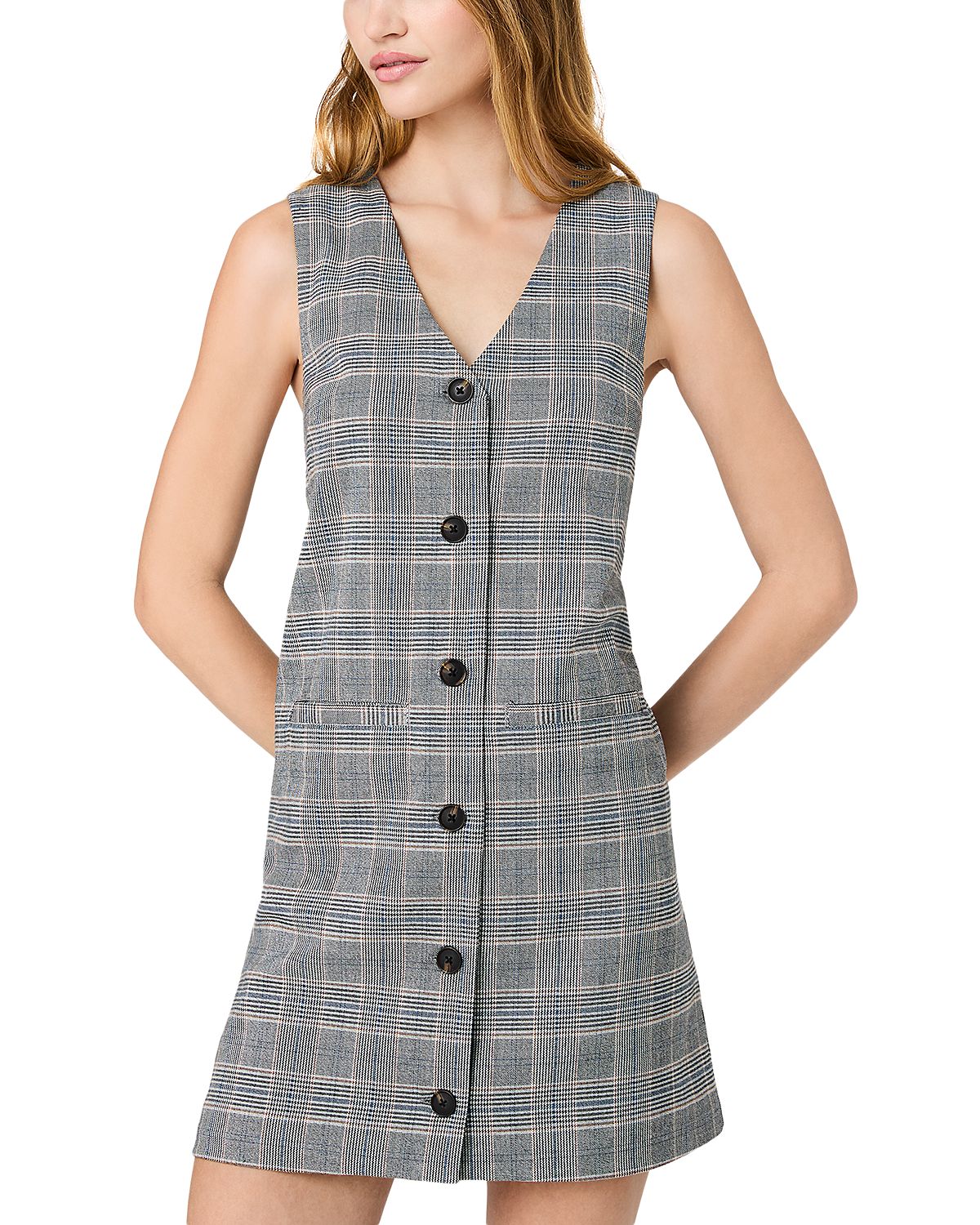 French Connection Matteo Plaid Print Button Front Dress