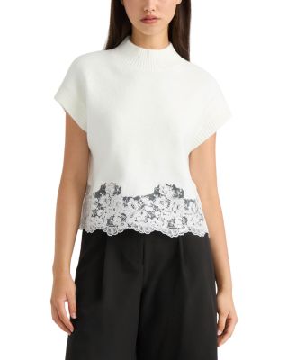 Mock Neck Lace Hem Sweater