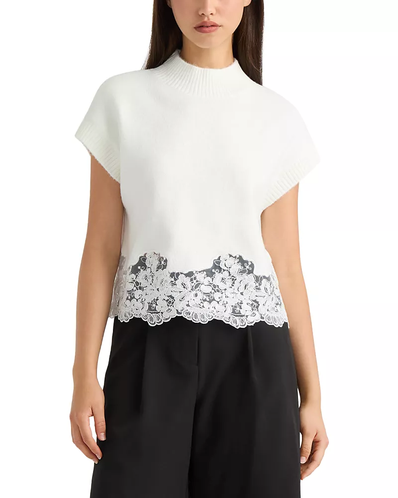 Nvlt Mock Neck Lace Hem Sweater