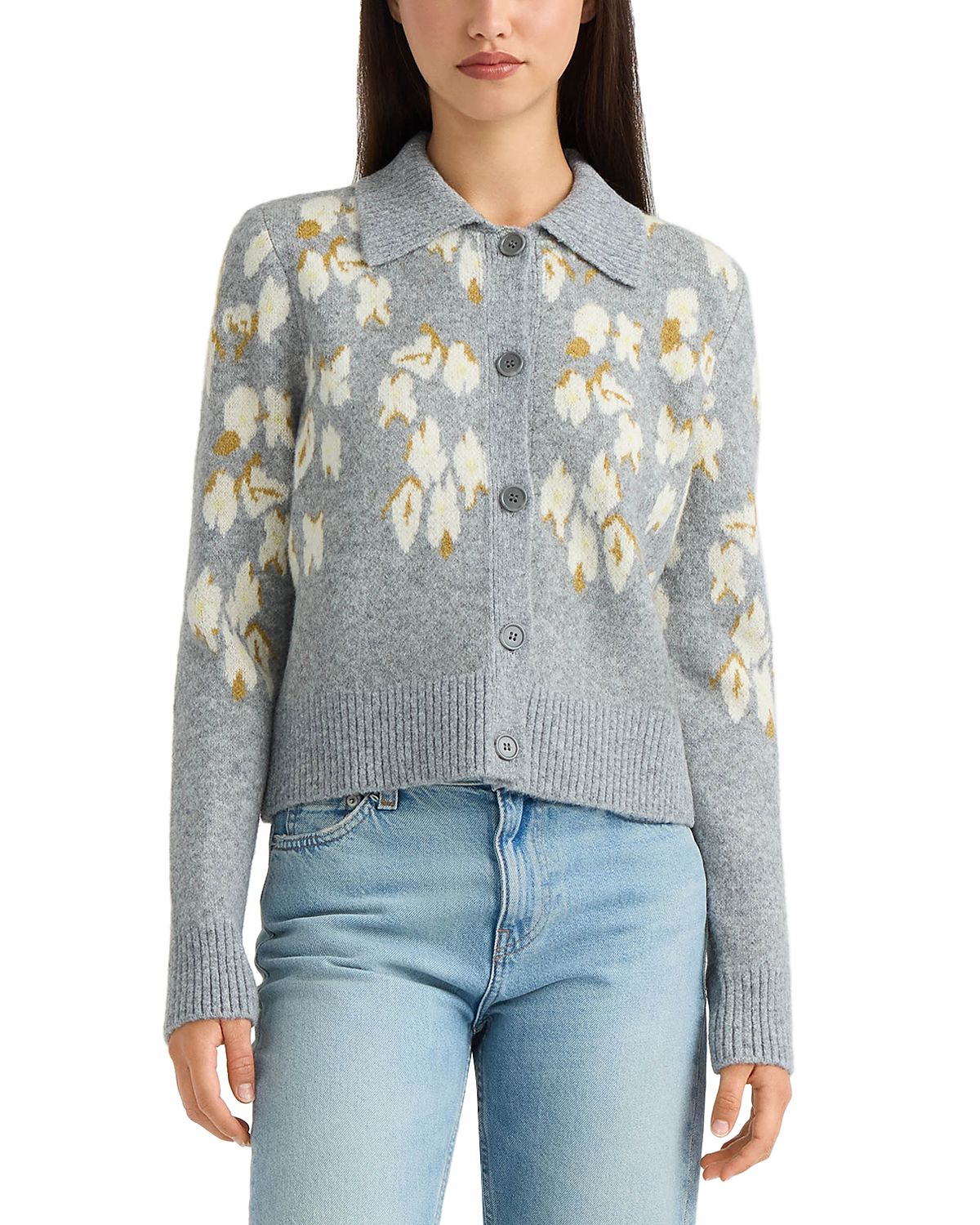Nvlt Collared Intarsia Cardigan Sweater