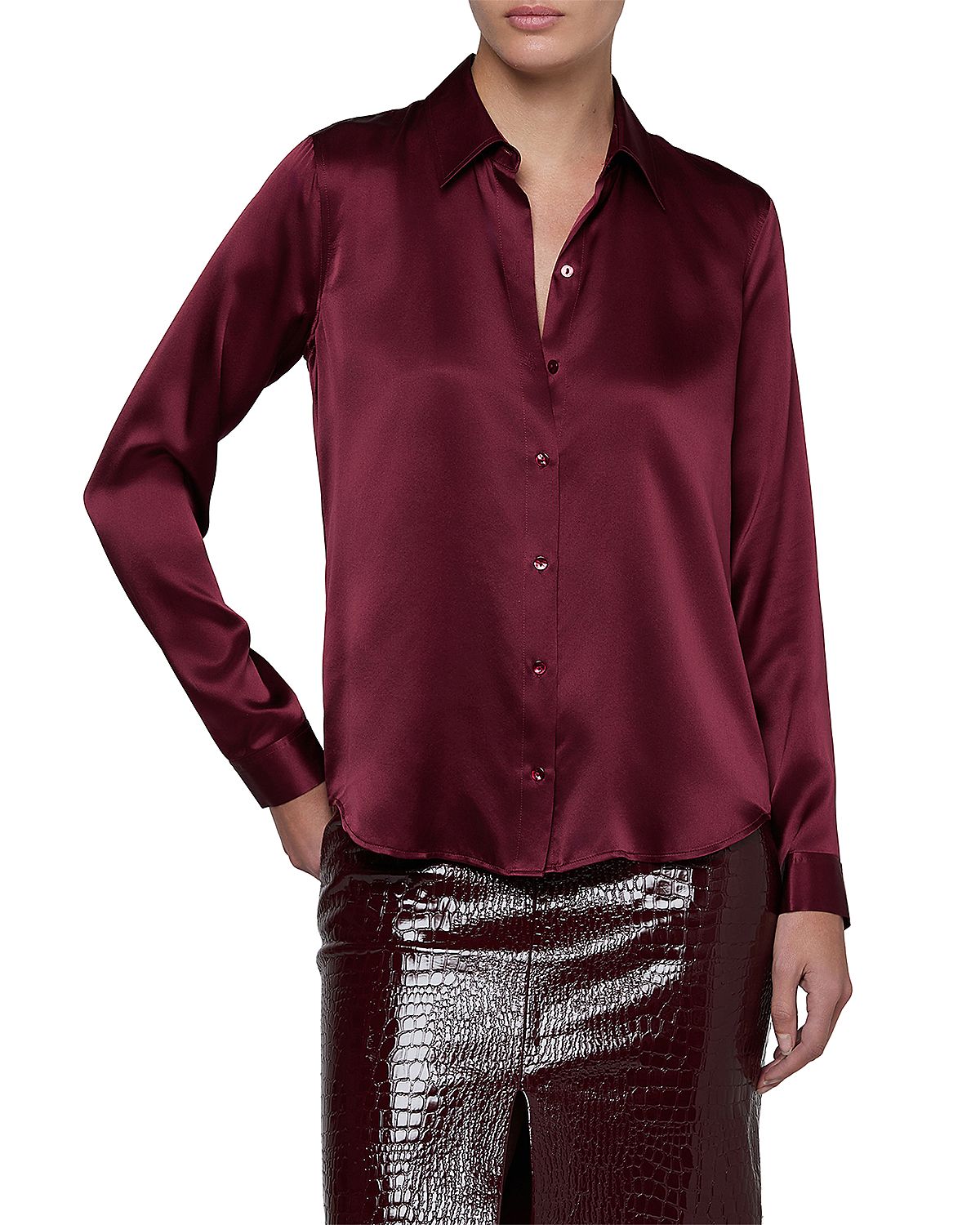 L'Agence Tyler Silk Button Front Blouse