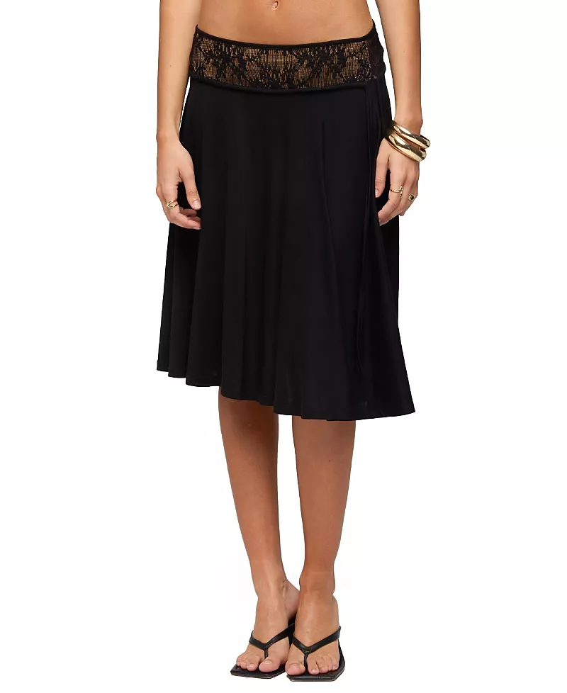 Edikted Winonah Crochet Waist Midi Skirt