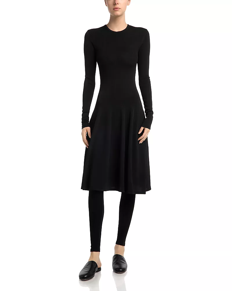 Toteme Round Neck Long Sleeve Sculpted Dress